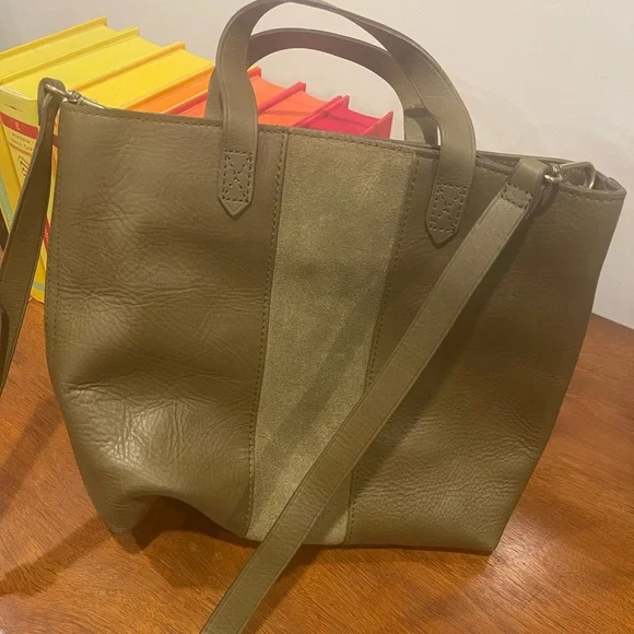 Madewell suede stripe transport leather tote hotsell